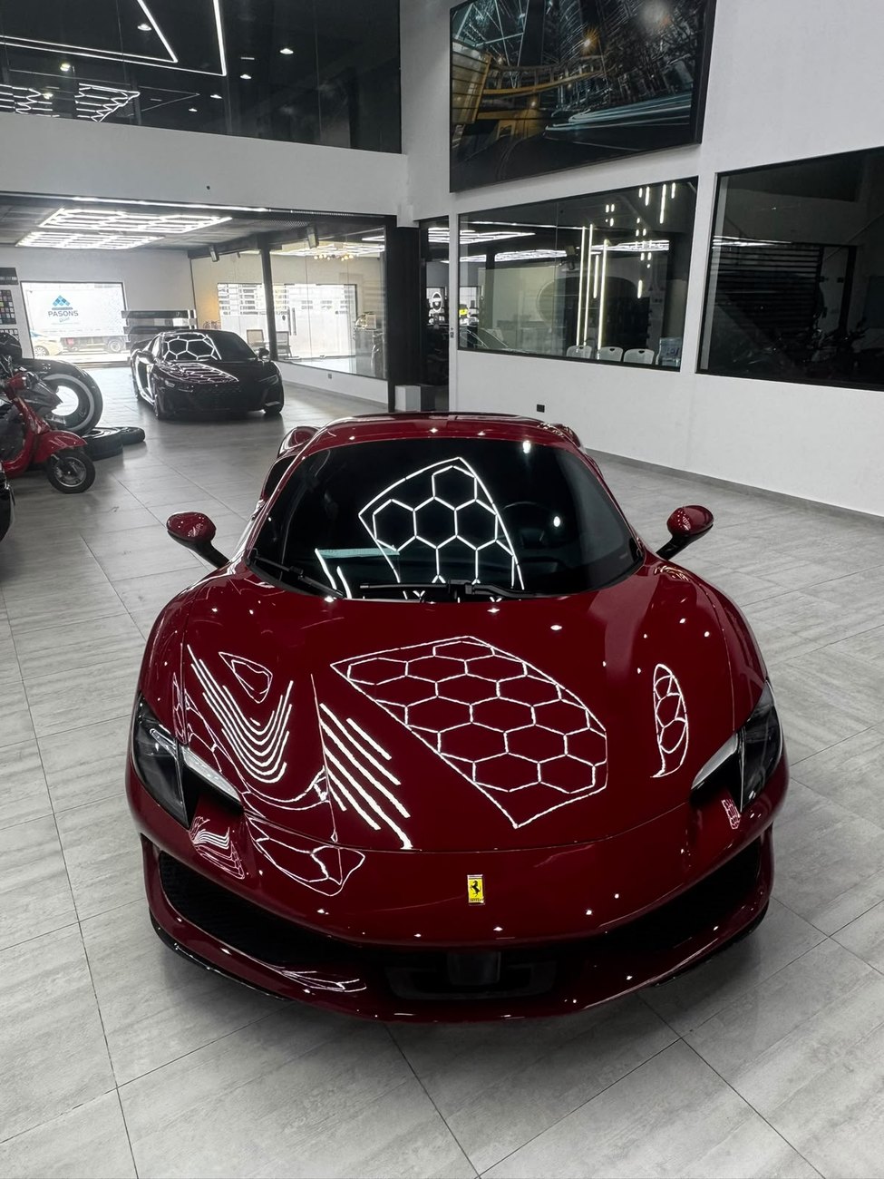 Burgundy Ferrari 296 front